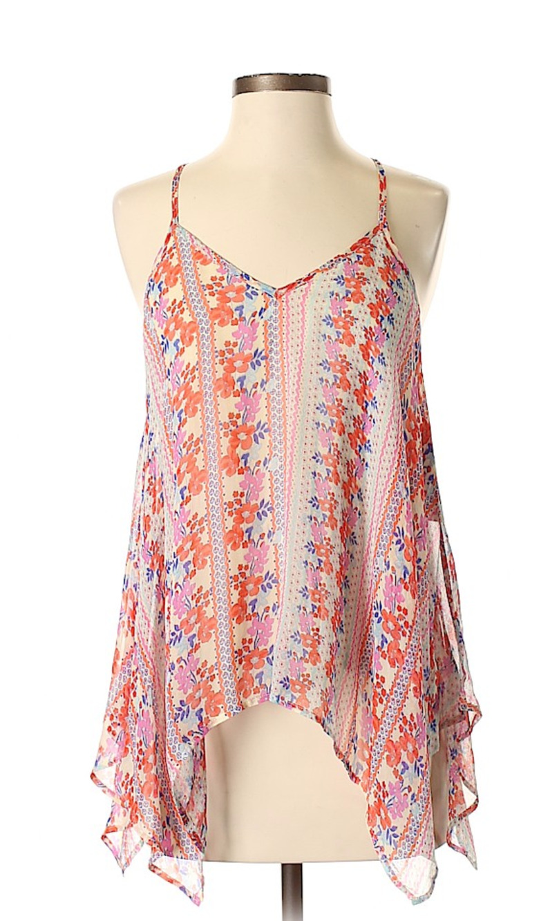 ANTHROPOLOGIE Ella Moss XS Sleeveless Silk Top Racerback Halter Tank Cami 0 2